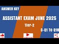 Puducherry Assistant Exam 2025 Tire - 2  Answer Keys 1 10