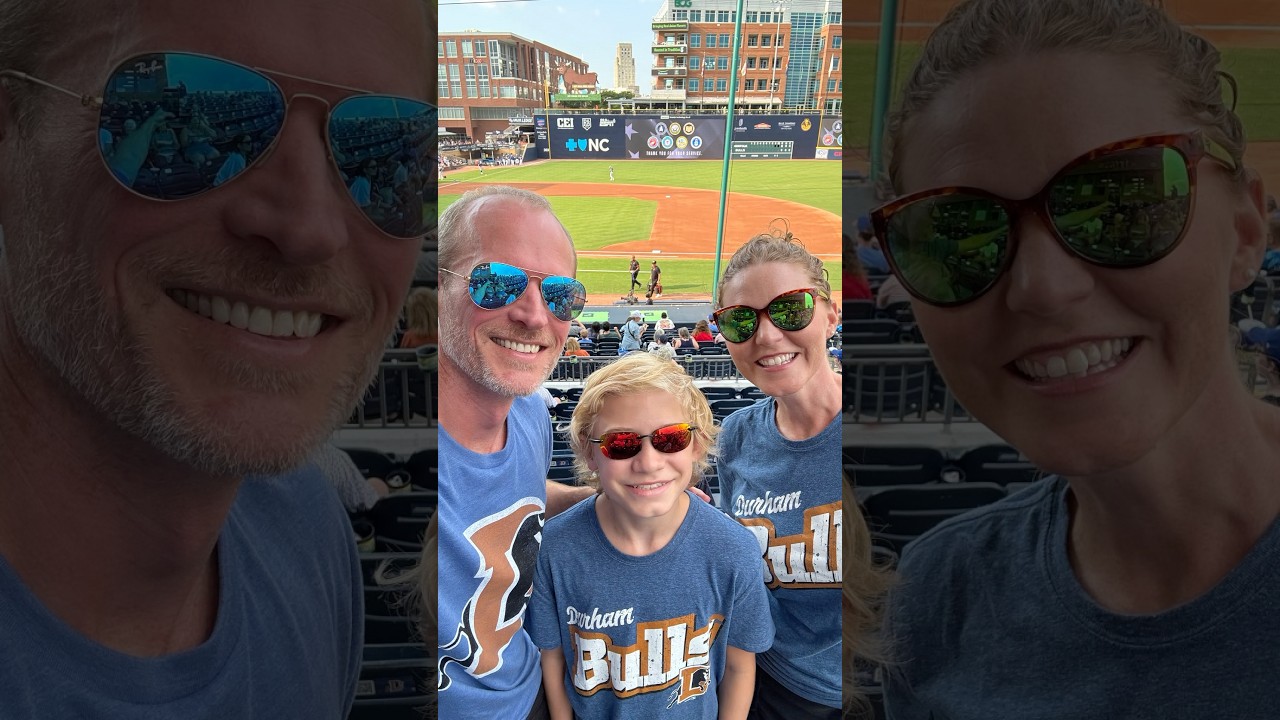 Nolan got on the Jumbotron at the Durham Bulls game! ⚾️🐂💙