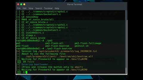 Proxmark3 soft compilation on parrot OS in docker container.