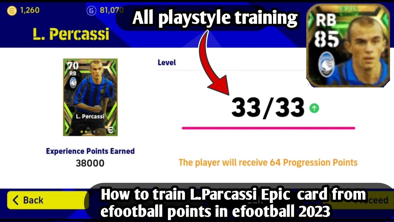 How to train L.Percassi Epic Card in efootball 2023! How to Max Percassi efootball points Epic card