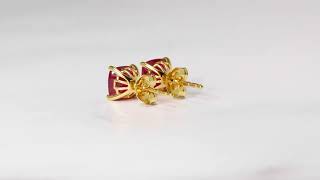 2.24 Ct. Glass Filled Ruby Solid 10k Yellow Gold Stud Earrings