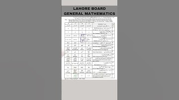 10th Class Lahore Board General Mathematics Paper 2024