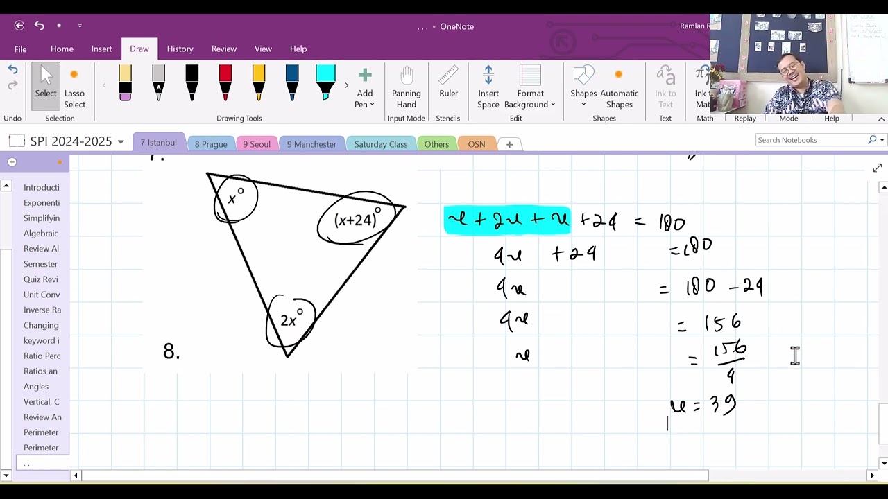 End Semester 2 Test - Review  2024 - 2025 Grade 7 - Angles, Perimeter and Area