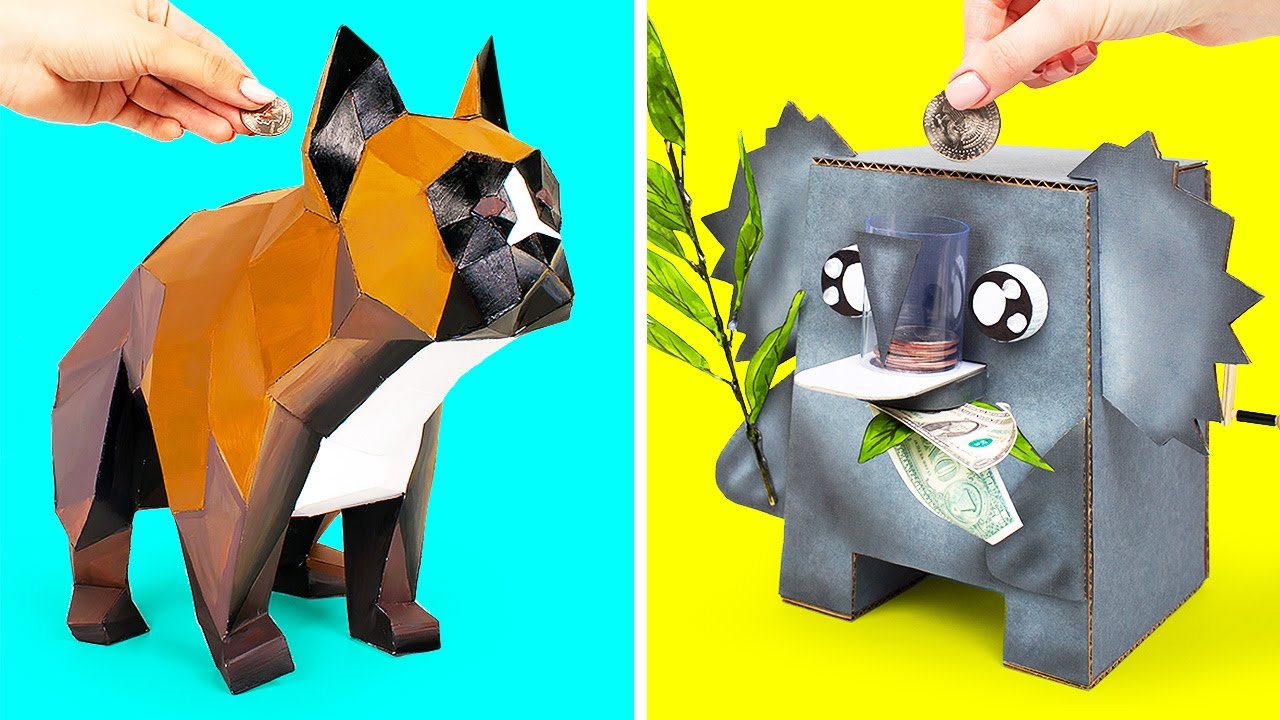 Adorable DIY Coin Banks From Cardboard YouTube