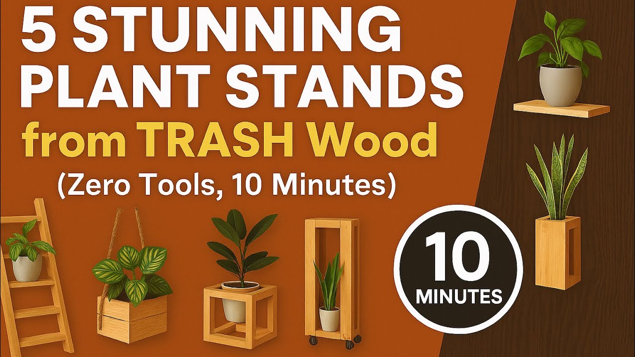 5 Stunning Plant Stands from TRASH Wood (Zero Tools, 10 Minutes!)