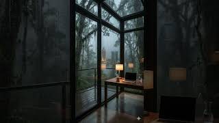 Rainy Forest Workspace Calm Focus #shorts  #relaxingvisuals #relaxingvideo #rainsoundsforsleeping