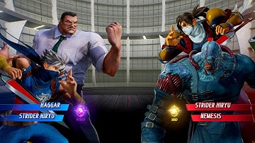 Haggar & Strider Hiryu vs Strider Hiryu & Nemesis (Hardest AI) - Marvel vs Capcom Infinite