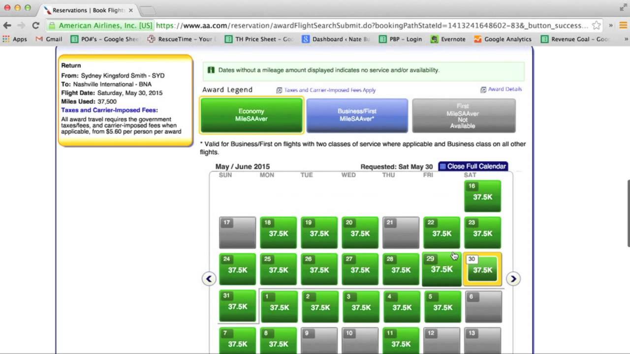 American Airlines Award Flight Calendar American Airlines Award Flight Calendar