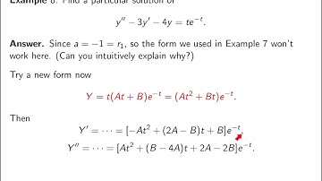 Video3-16:  non-homogeneous equation with source term P(t)e^{at}. Elementary Differential Equations