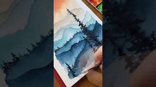 رسم بالوان مائية...منظر طبيعي..watercolor