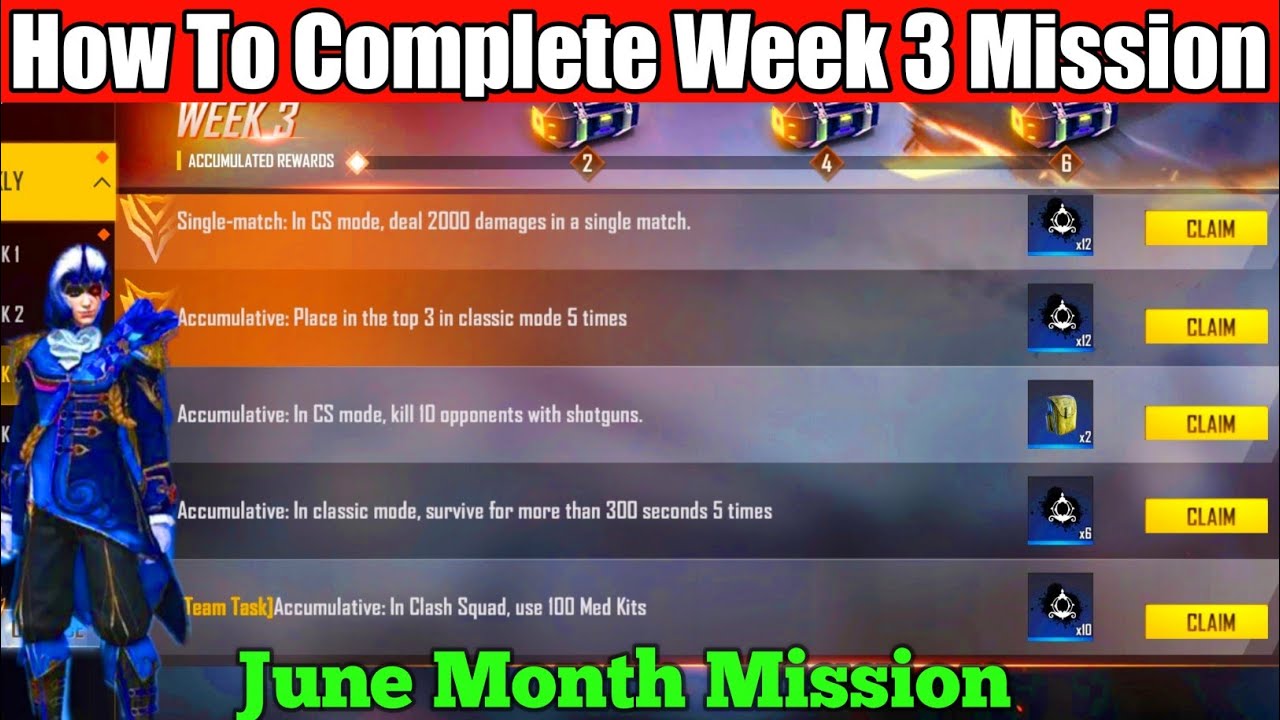 HOW TO COMPLETE WEEK 3 MISSION ELITE PASS 37 FREE FIRE || Free Fire June Month Mission / New Mission