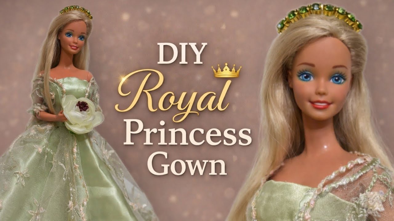 Handmade Elegant Gown dress for Doll ✨ | DIY Dress with Accessories