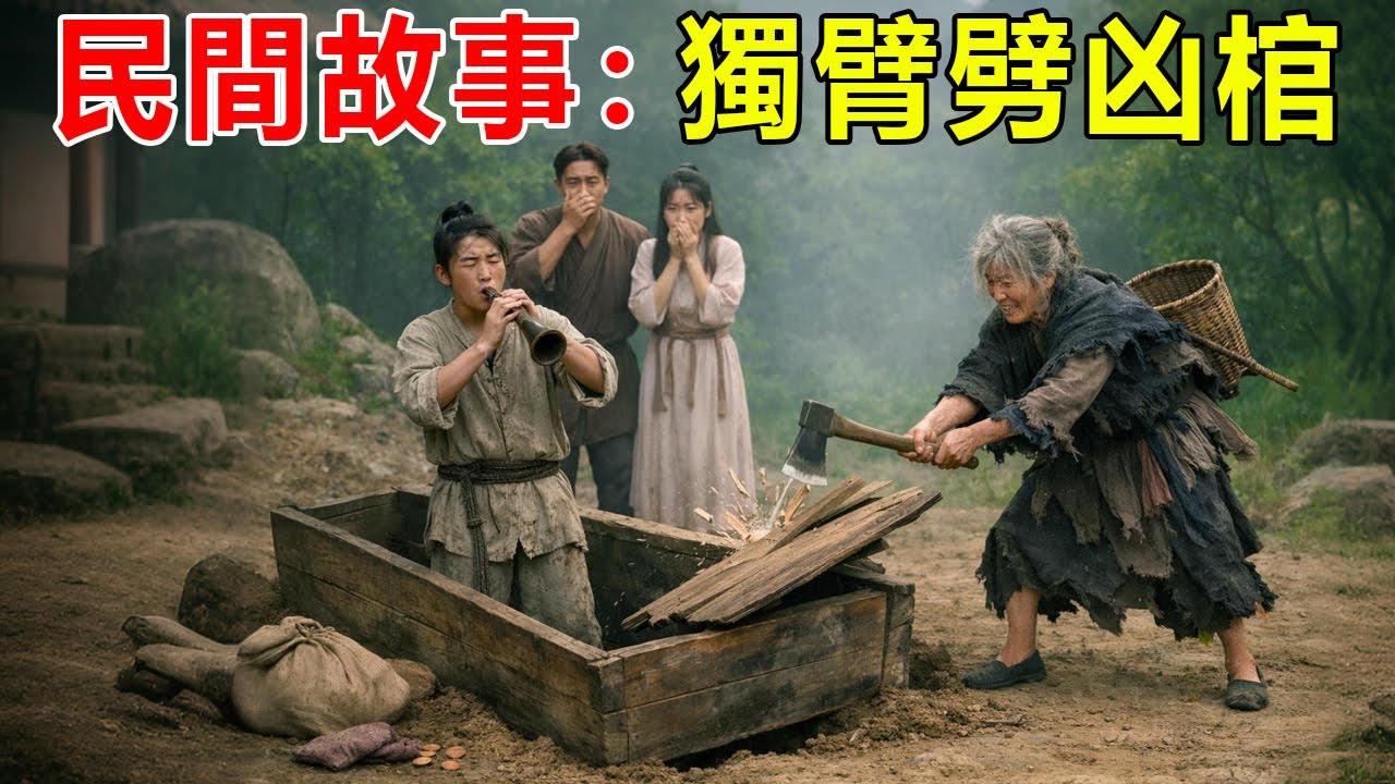民間故事：孤兒做苦力只得十幾文，卻分一半給獨臂乞婆，遭好友詐死騙入棺材活埋，絕望中吹響嗩吶，竟是那乞婆循聲而來，一斧劈開生死門