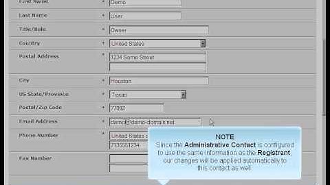 Updating domain contact information via Enom.com