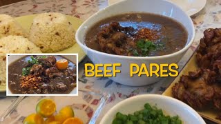 Beef Pares w/ Garlic Rice & Chicharong Bulaklak