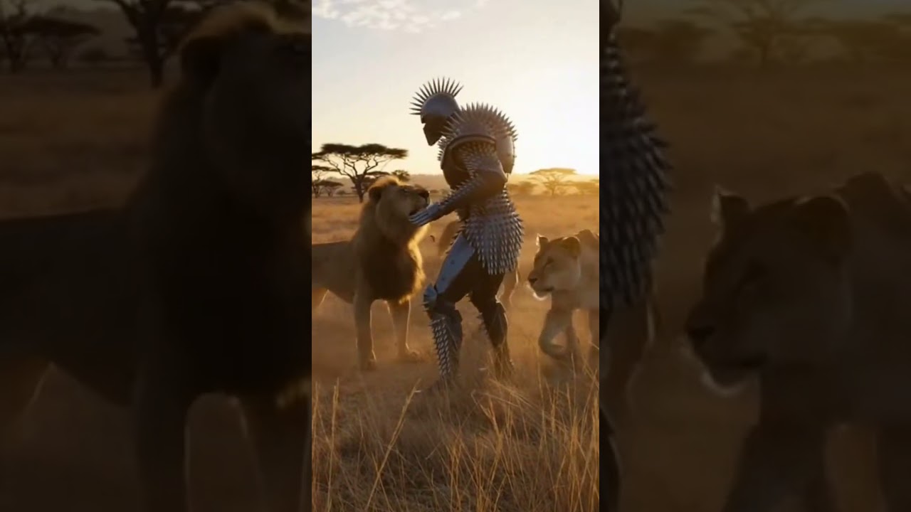 Lion vs Spiked man