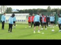 Funny mancini loves micah richards nutmeg  inside training at manchester city fc