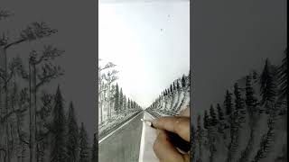 #cara mengambar perspektif pemandangan #shorts #drawing