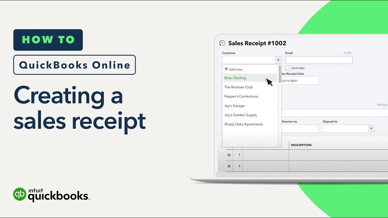 How to create a sales receipt in QuickBooks Online 