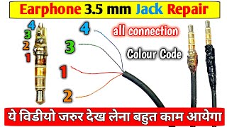 Earphone 3.5 mm jack Pin Repair & 4 Wire Colour Code Connection | Headphone TRS Pin Repair screenshot 3