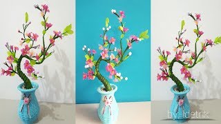 Cara Membuat Tanaman Bunga Hias Cantik Dari Sedotan plastik [ DEKORASI RUANGAN CANTIK ]