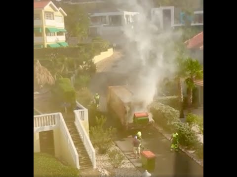 Garbage truck nearly burst into flames...