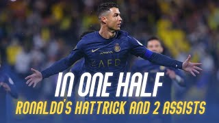 Thumbnail for Cristiano Ronaldo's Hattrick and 2 assists in one half 🤯 هاتريك وصناعتان لرونالدو في شوط أمام أبها
