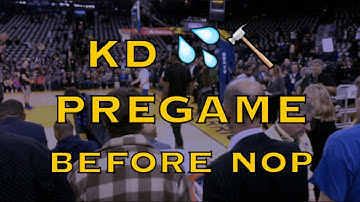 KD (Kevin Durant) pregame splashes + dunk before Warriors (30-14) vs New Orleans Pelicans at Oracle