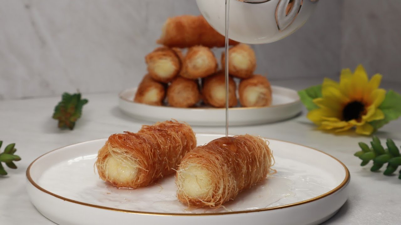 أصابع الكنافة بالقشطة بدون فرن سهلة و سريعة و مذاق رائع👌🏻