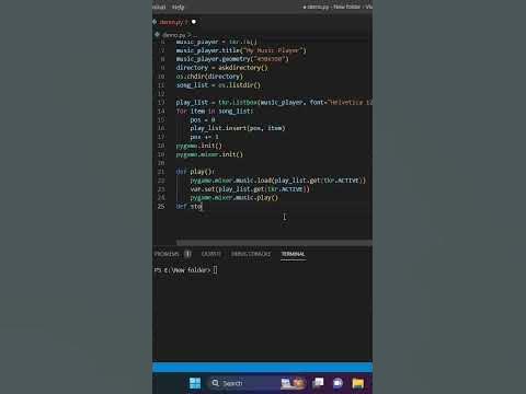 Music player 🎵 using python #python #programming #viral #shorts - YouTube