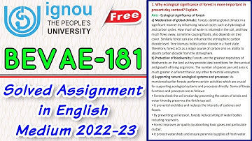 BEVAE-181 Solved Assignment 2022-23 In English #ignou #ignouassignment #assignment2023 #assignment