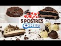 5 POSTRES de OREO en 5 minutos 🖤🤍 | ¡Fáciles y SIN HORNO!