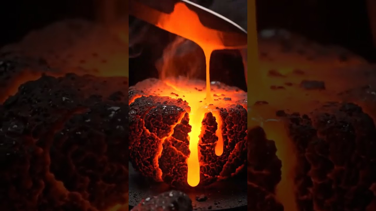 “Cutting Lava Rock 🔥🪨🔪 | Fiery Crackling Sounds | No Talking ASMR”