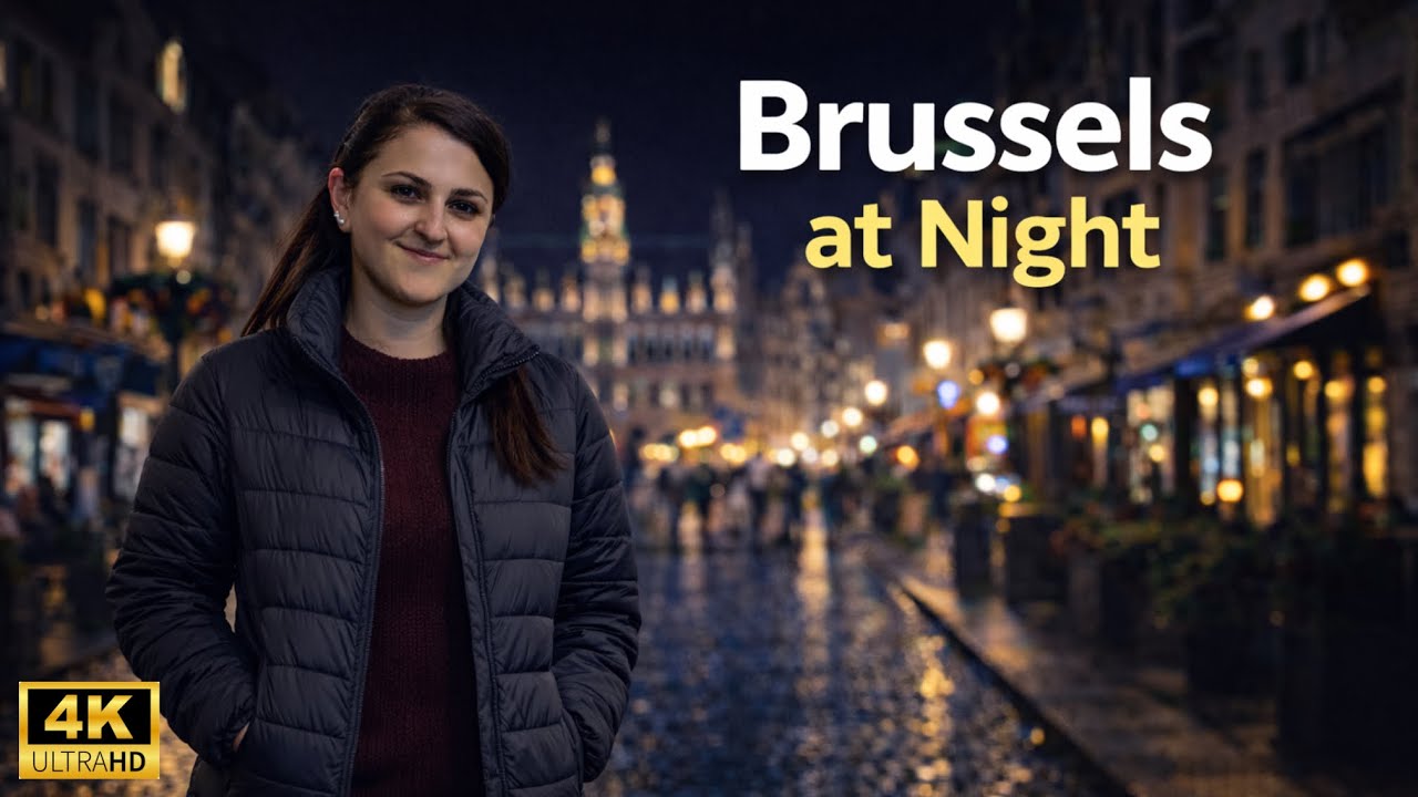 Brussels at Night 🇧🇪 | Relaxing 4K Night Walk with Real Ambient Sounds (No Talking)