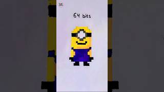 Pixel Art Minion 🤔 (64 bits - quarter bit) #shorts #foryou #minions #pixelart