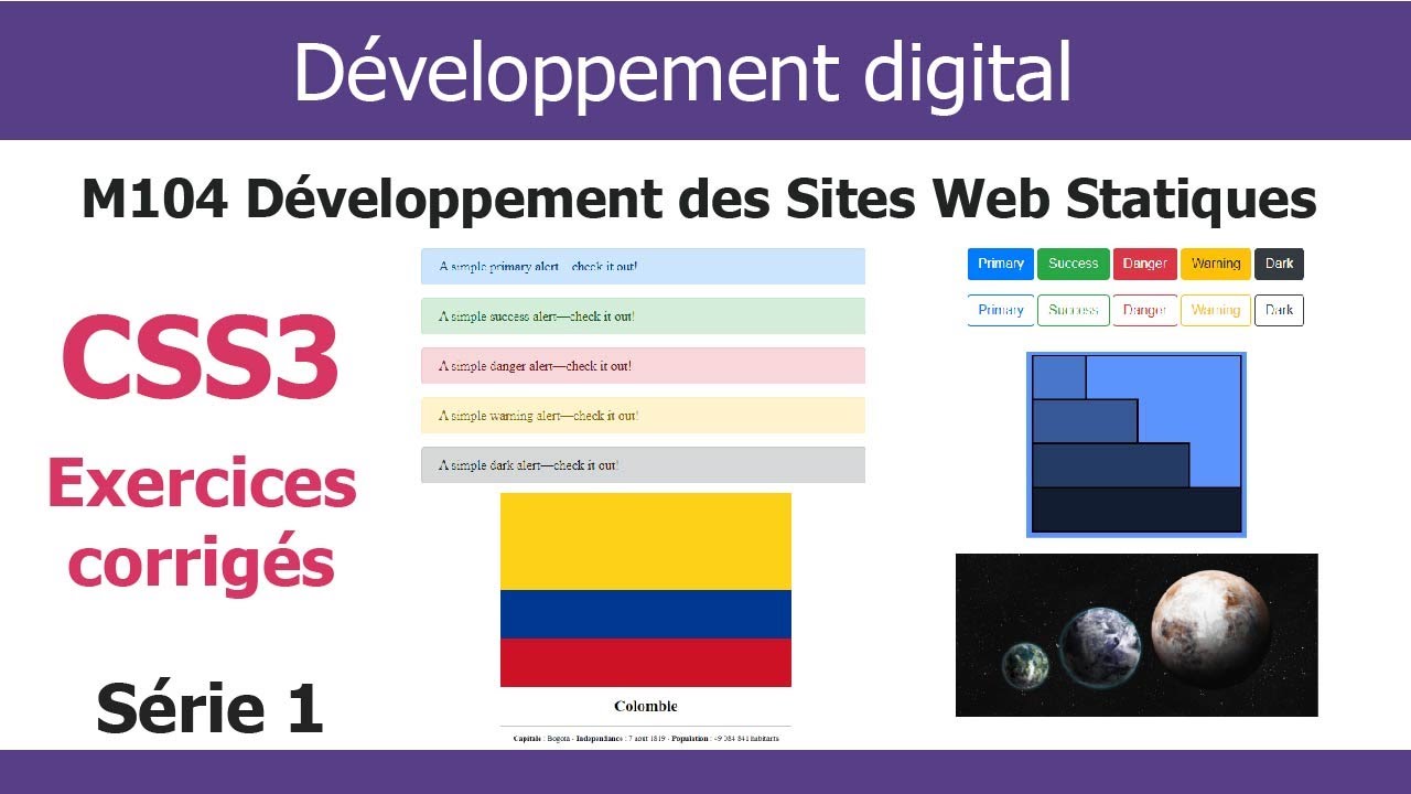 Exercices corrigés HTML5 et CSS3 - Série 1 : TP CSS3 (Darija) - YouTube