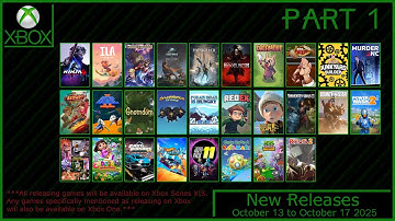 Nieuwe Xbox-games voor 20 tot en met 24 oktober 2025 - DEEL 1