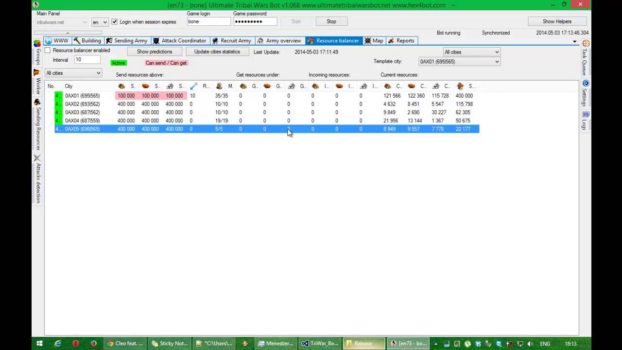 Ultimate Tribal Wars Bot - Resource balancer