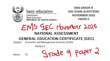 EMS GRADE 9 I GEC EXAM QUESTIONS I NOVEMBER 2025 I TERM 4 I PAPER 2 I FULL MEMORANDUM