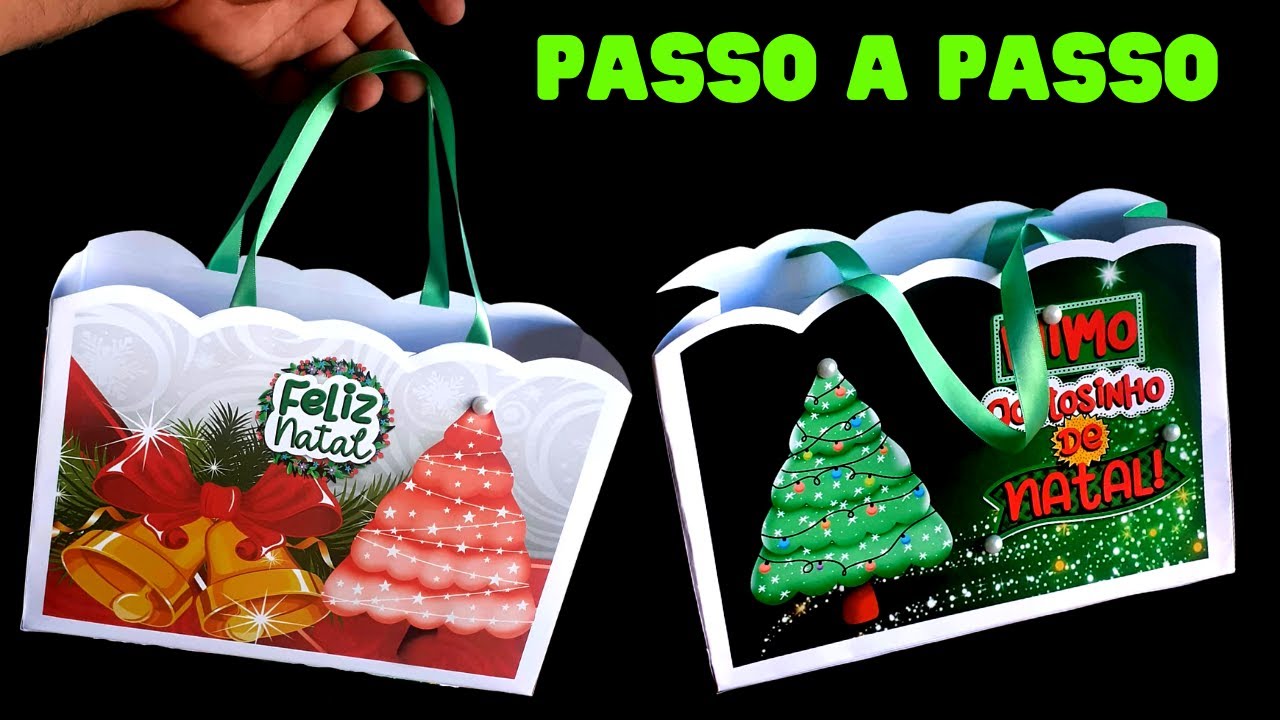 SACOLA DE PRESENTE DE NATAL passo a passo / COMO FAZER SACOLAS PERSONALIZADAS