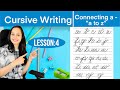 How to do Cursive writing Lesson 4| connecting letter a with a to z| Improve handwriting