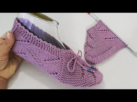 İki Şişle Dikişsiz Ajurlu Patik Yapılışı /Very Easy Knittip Slippers DIY Pattern Design