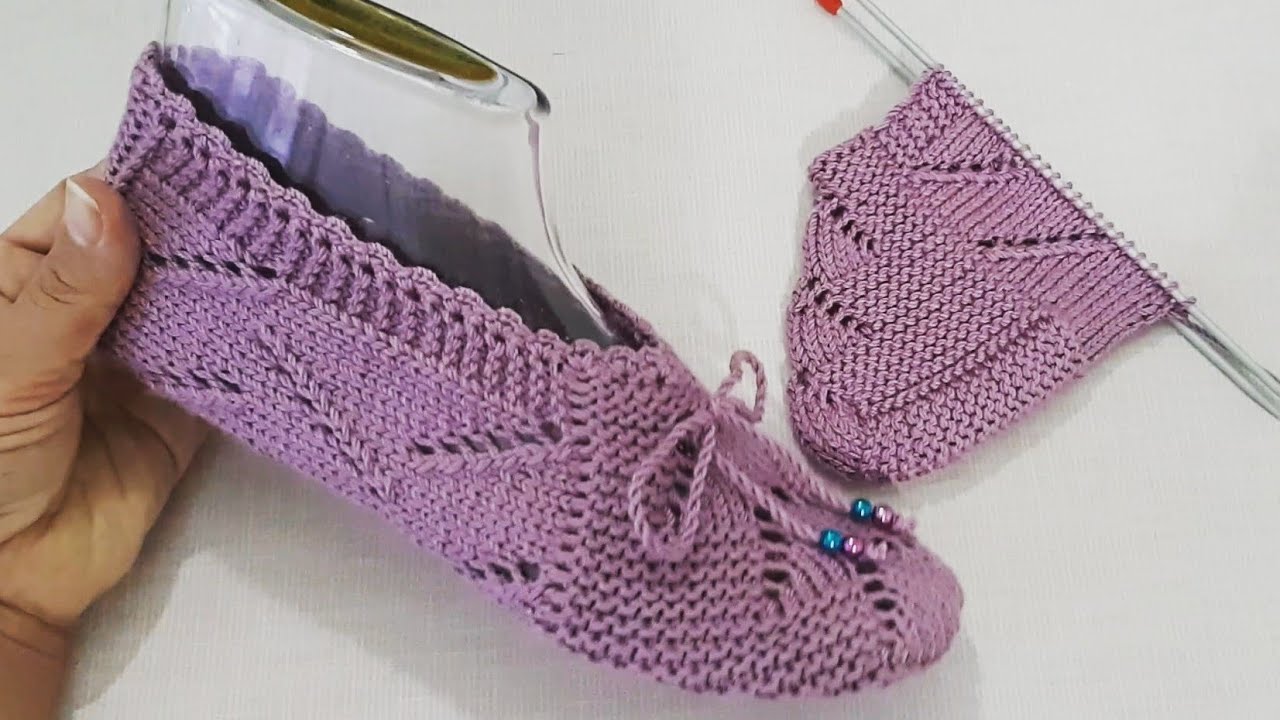 İki Şişle Dikişsiz Ajurlu Patik Yapılışı /Very Easy Knittip Slippers DIY Pattern Design