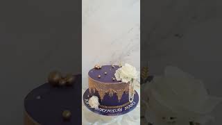 Birthday Cake, with Edible Lace, Sugar Pearls, Gold balls & Flowers