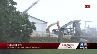 Fire destroys Bethel Township, Lebanon County, barn