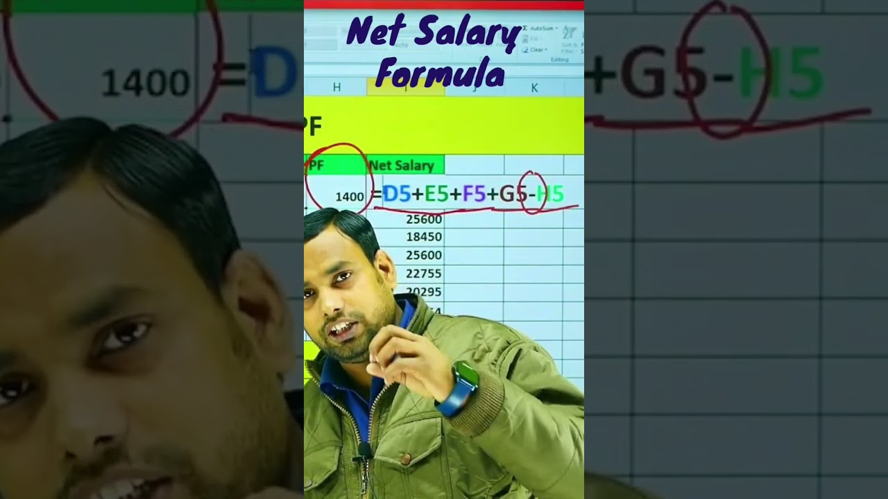 Net Salary Formula In Excel rctigyan excel exceltips netsalary Net Salary Formula In Excel rctigyan excel exceltips netsalary