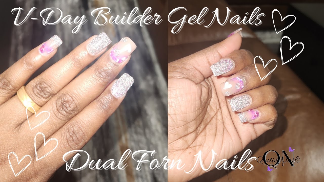 V-day Nails| Buildergel Dual Form Nails #q'utienails
