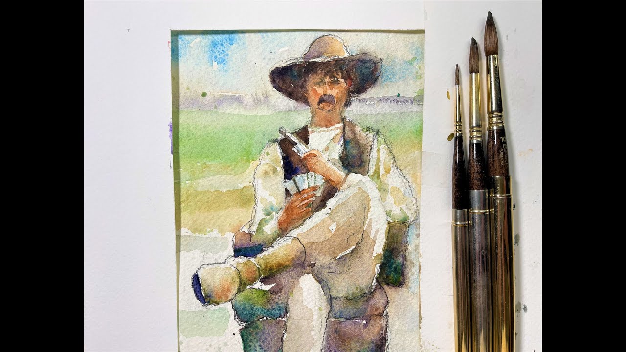 CHARLES REID Style Painting of a seated Cowboy - with Pro Artist Chris Petri