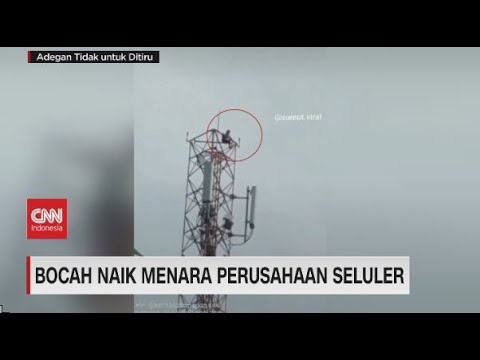 Bocah SD Ngambek Panjat Menara Perusahaan Seluler