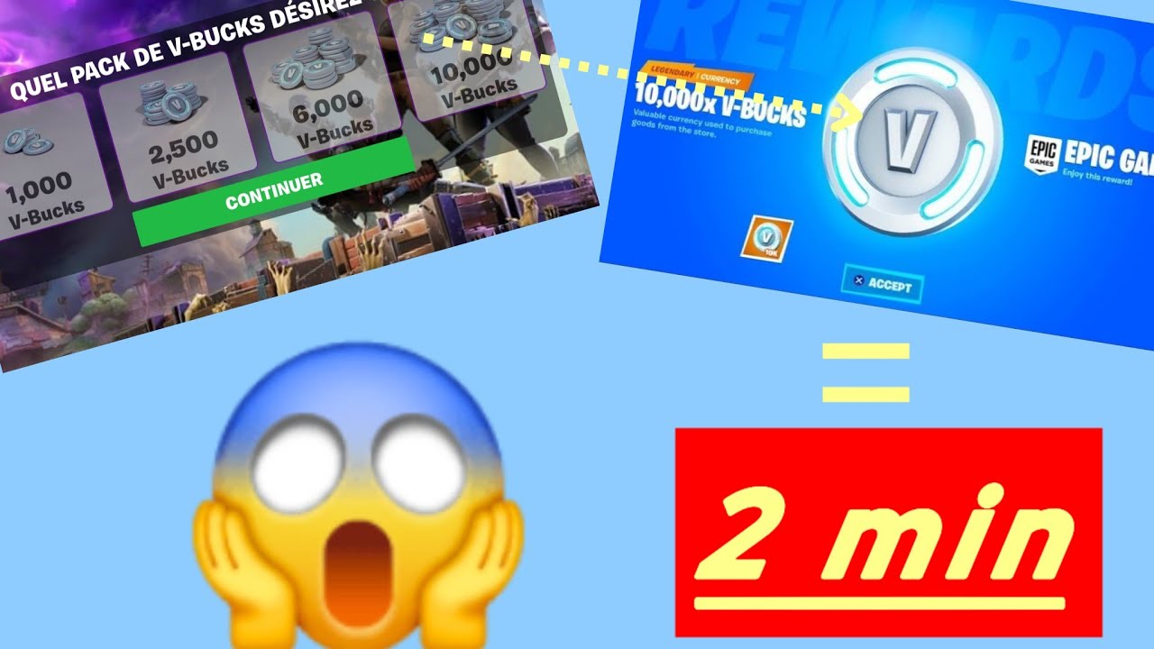 Comment avoir des V-Bucks gratuitement en 2 min sur Fortnite ! 💀😱🤔